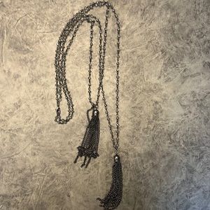 Bead and metal tassle necklace